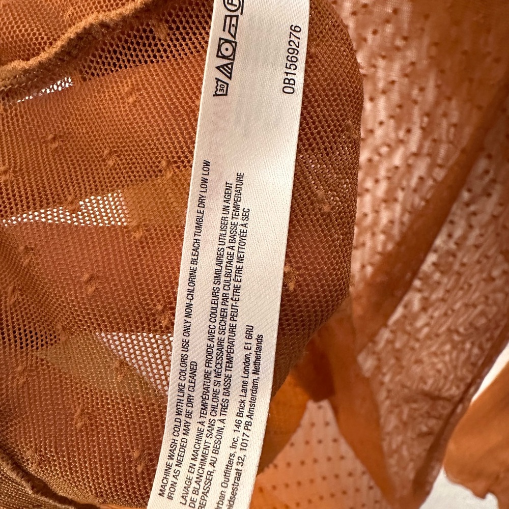 Free People x intimately. Sheer, Orange, Long Sleeve Top. Size Large. - Picture 12 of 16